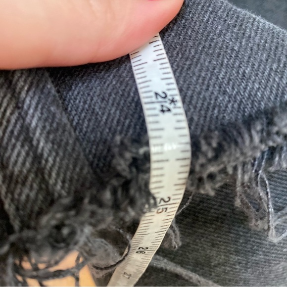 Reformation black gray high rise wide leg jeans button fly cropped - Picture 5 of 9